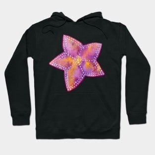 Orange and Purple Starfish Watercolor Painting Hoodie